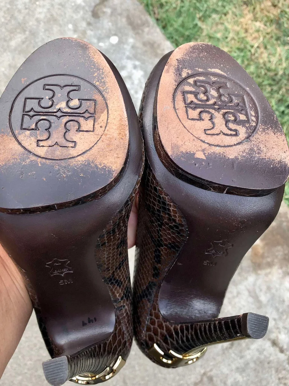 Tory Burch Jude snake-embossed leather platform pumps